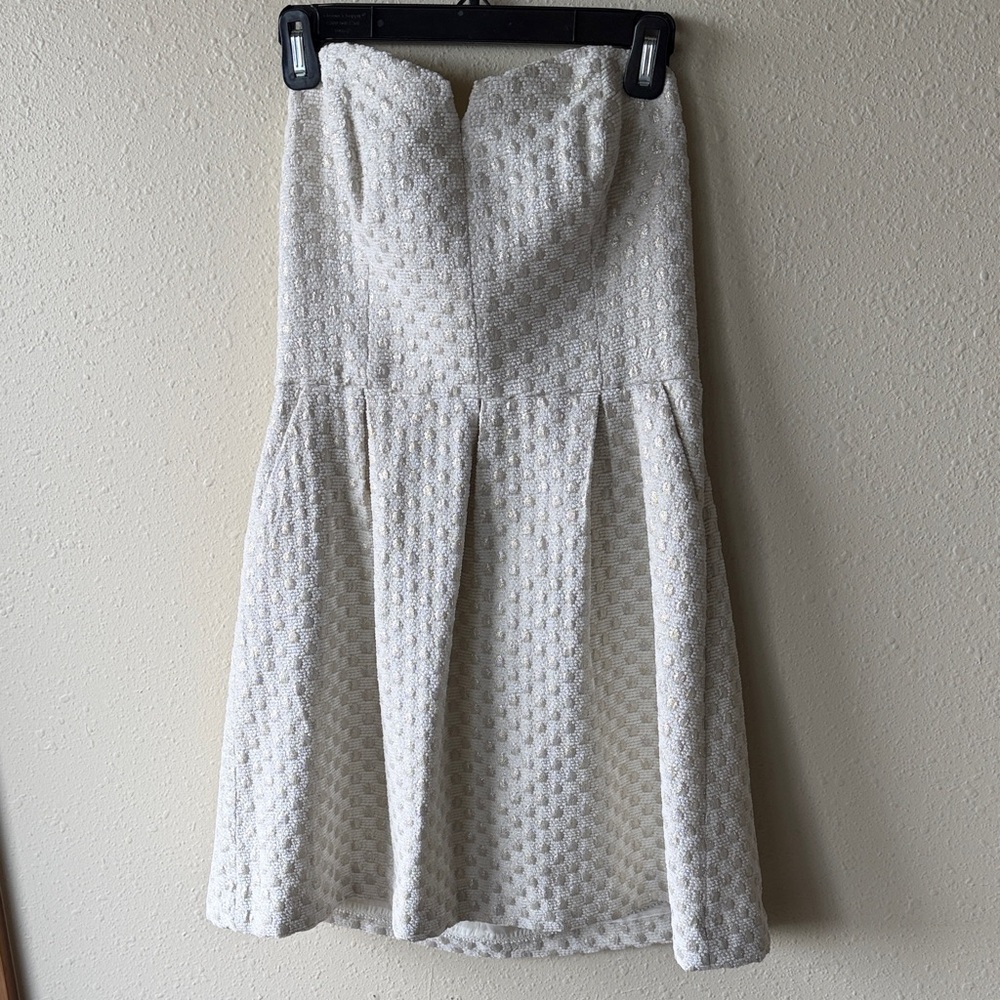 Anthropologie Cream Textured A-Line Dress